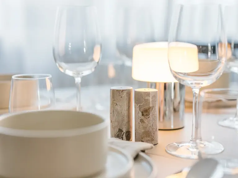 Dining table decor detail in OPAL GREEN apartment near Ramstein Air Base