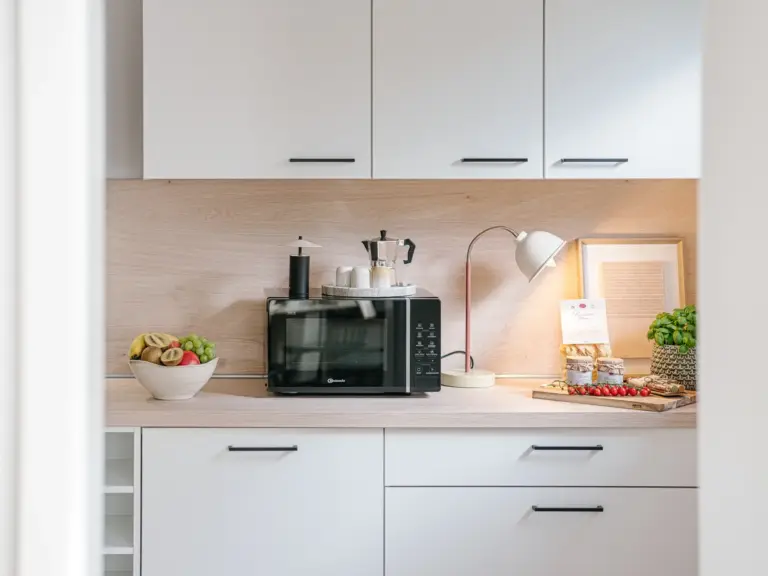 Kitchen countertop detail in OPAL GREEN apartment near Ramstein Air Base