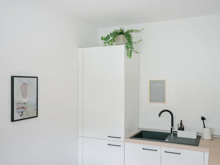 Modern kitchen sink area in OPAL GREEN apartment near Ramstein Air Base