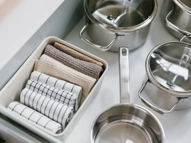 Organized kitchen drawer with cookware in OPAL GREEN near Ramstein