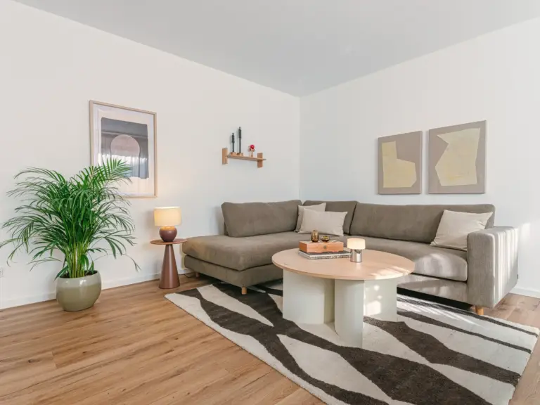 OPAL GREEN TLA apartment living room overview with sofa and modern decor near Ramstein Air Base