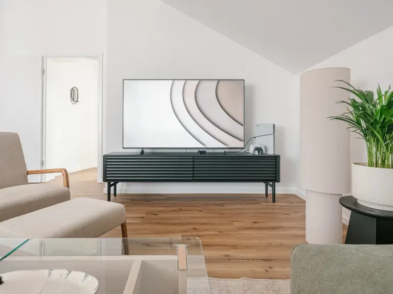 65-inch Smart TV and PlayStation 5 in OPAL BLUE TDY and TLA apartment