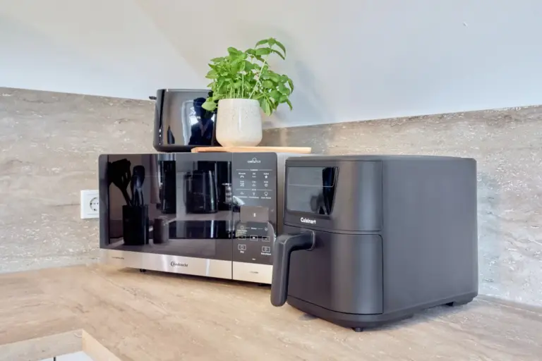 Microwave and air fryer on the CORAL SUN kitchen countertop
