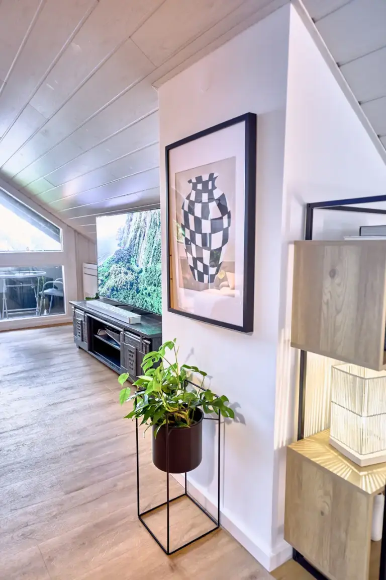 Modern interior décor in the living area at Stay Eden AMBER GLOW