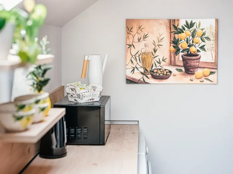 Kitchen amenities and decorative details at PEARL SILVER