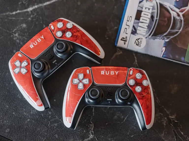 PlayStation controllers and game at RUBY RED