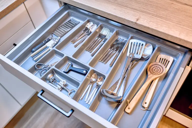 Cutlery and cooking utensils in the fully equipped kitchen at RUBY NOIR