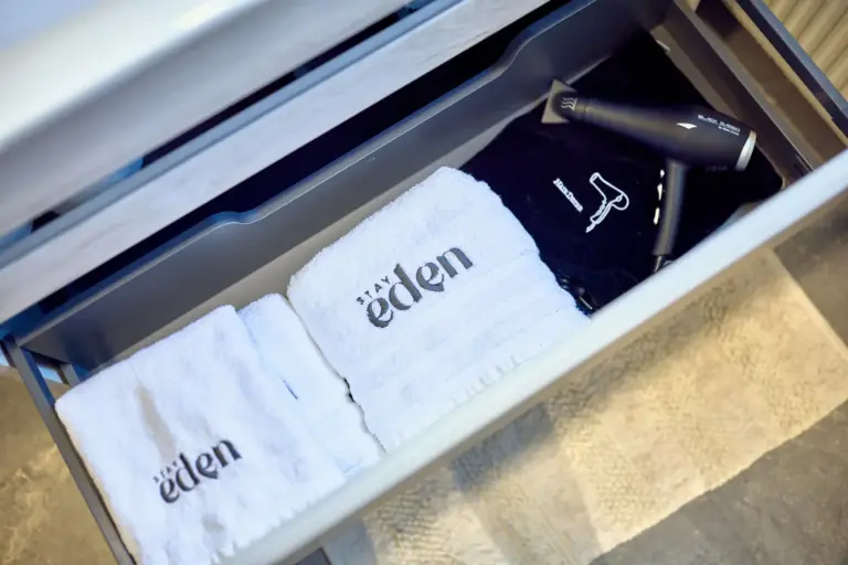 Fresh Stay Eden towels and hair dryer provided at RUBY NOIR