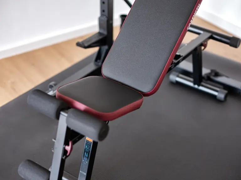 Adjustable weight bench in the home gym for PEARL WHITE and PEARL SILVER